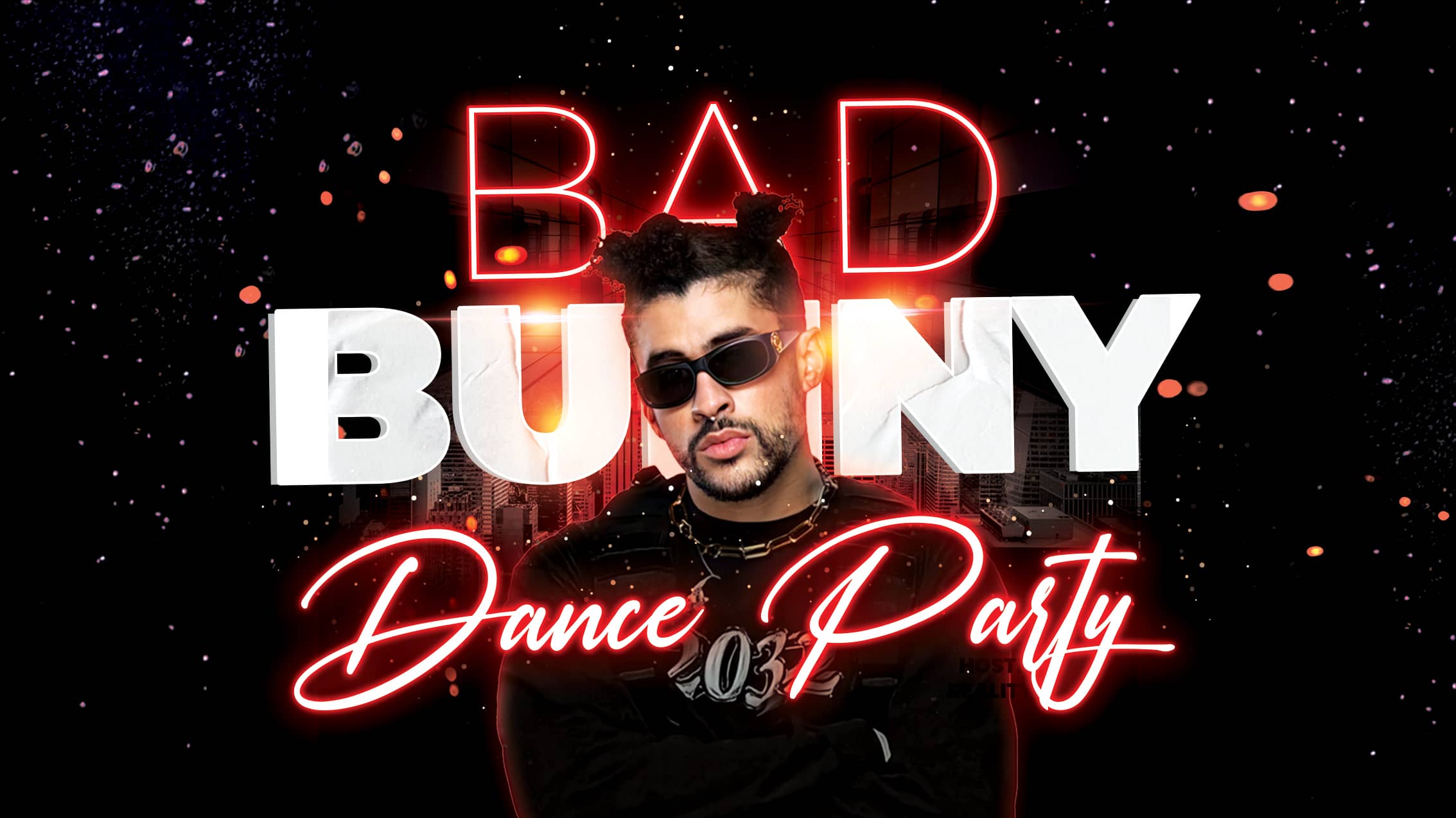Poster for the Bad Bunny Dance Party on Saturday March 18th at 115 Bourbon St. in Merrionette Park, IL.